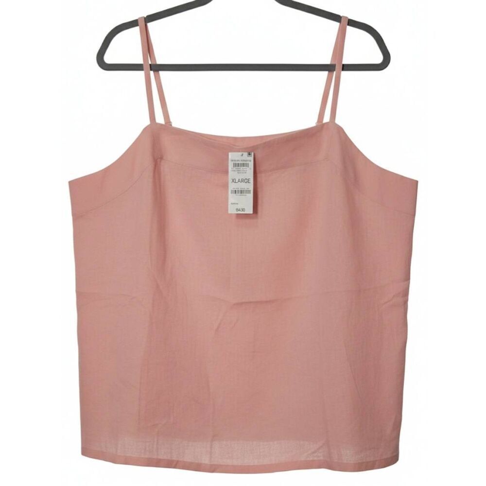 Womens xl blush pink linen blouse square neck tank shirt state of day